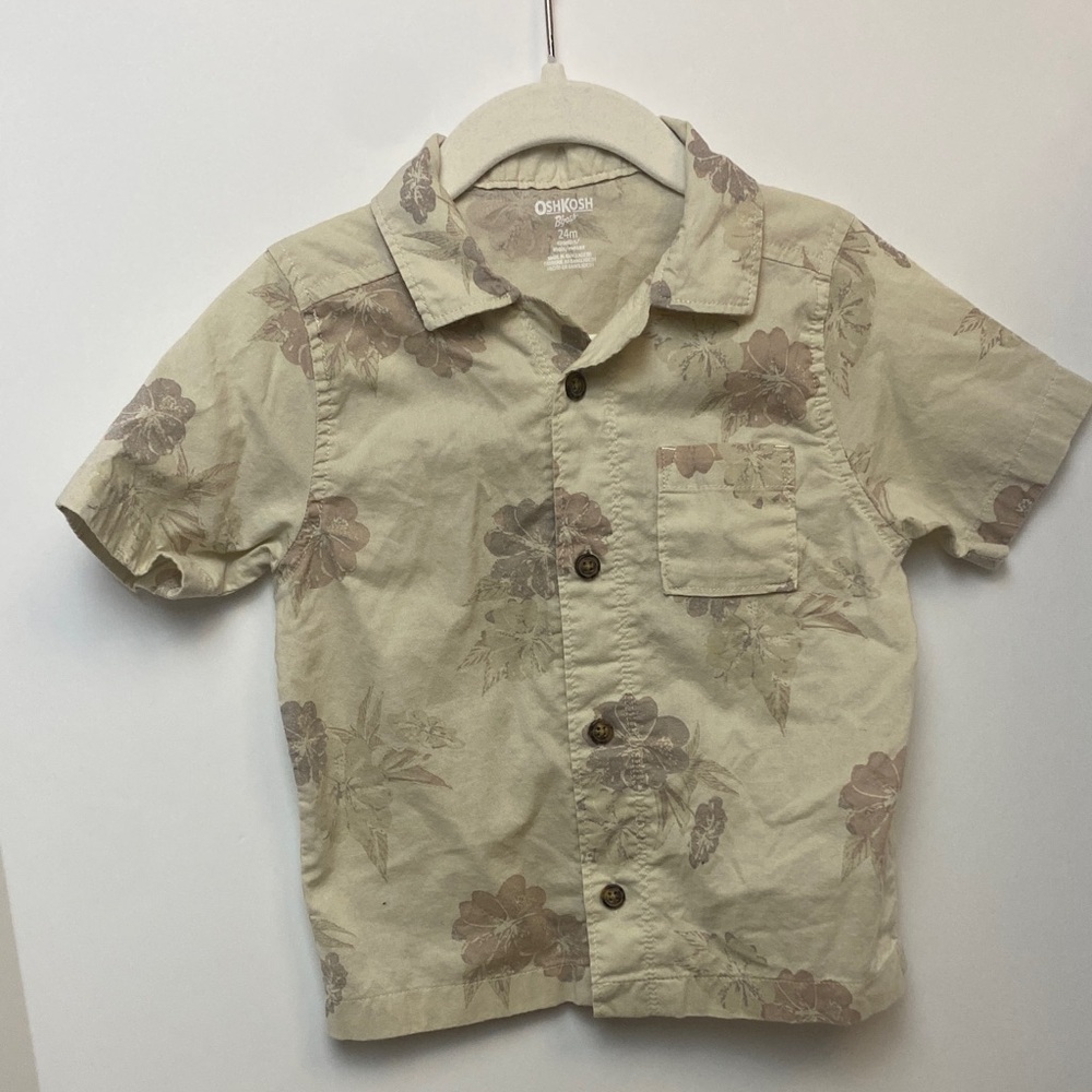 OshKosh B'gosh Beige Floral Button Down Shirt
